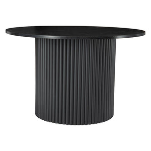 Luxe Black Ribbed Texture Wooden Coffee Table | Sleek & Modern