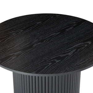 Luxe Black Ribbed Texture Wooden Coffee Table | Sleek & Modern