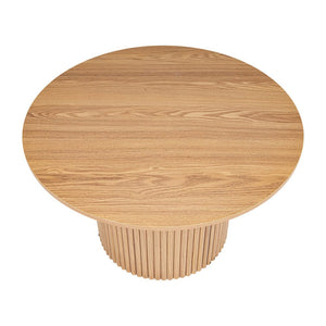 Luxe Ribbed Round Coffee Table | Wooden | Elegant Design