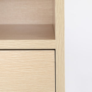Bedside Table | Side Storage Cabinet | Nightstand | Bedroom 1 Drawer | 2 Shelf | LARK | Oak