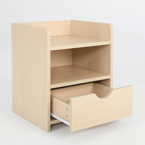 Bedside Table | Side Storage Cabinet | Nightstand | Bedroom 1 Drawer | 2 Shelf | LARK | Oak