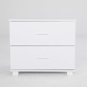 2x Bedside Table | Side Storage Cabinet | Nightstand | Bedroom 2 Drawer | Legs ETTA | White