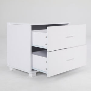 2x Bedside Table | Side Storage Cabinet | Nightstand | Bedroom 2 Drawer | Legs ETTA | White