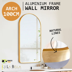 Wall Arch Mirror | Arc Aluminum Frame | Bathroom | 50x100cm | Gold