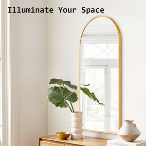 2 Set Wall Arch Mirror | Arc Aluminum Frame | Bathroom | 50x100cm | Gold