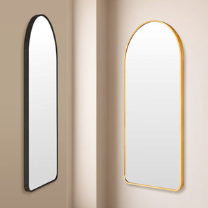 2 Set Wall Arch Mirror | Arc Aluminum Frame | Bathroom | 50x100cm | Gold