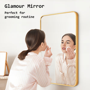 Wall Mirror | Rectangular Aluminum Frame | Bathroom | 60x80cm | Gold
