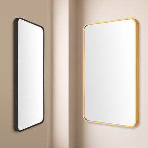 2 Set Wall Mirror | Rectangular Aluminum Frame | Bathroom | 60x80cm | Gold