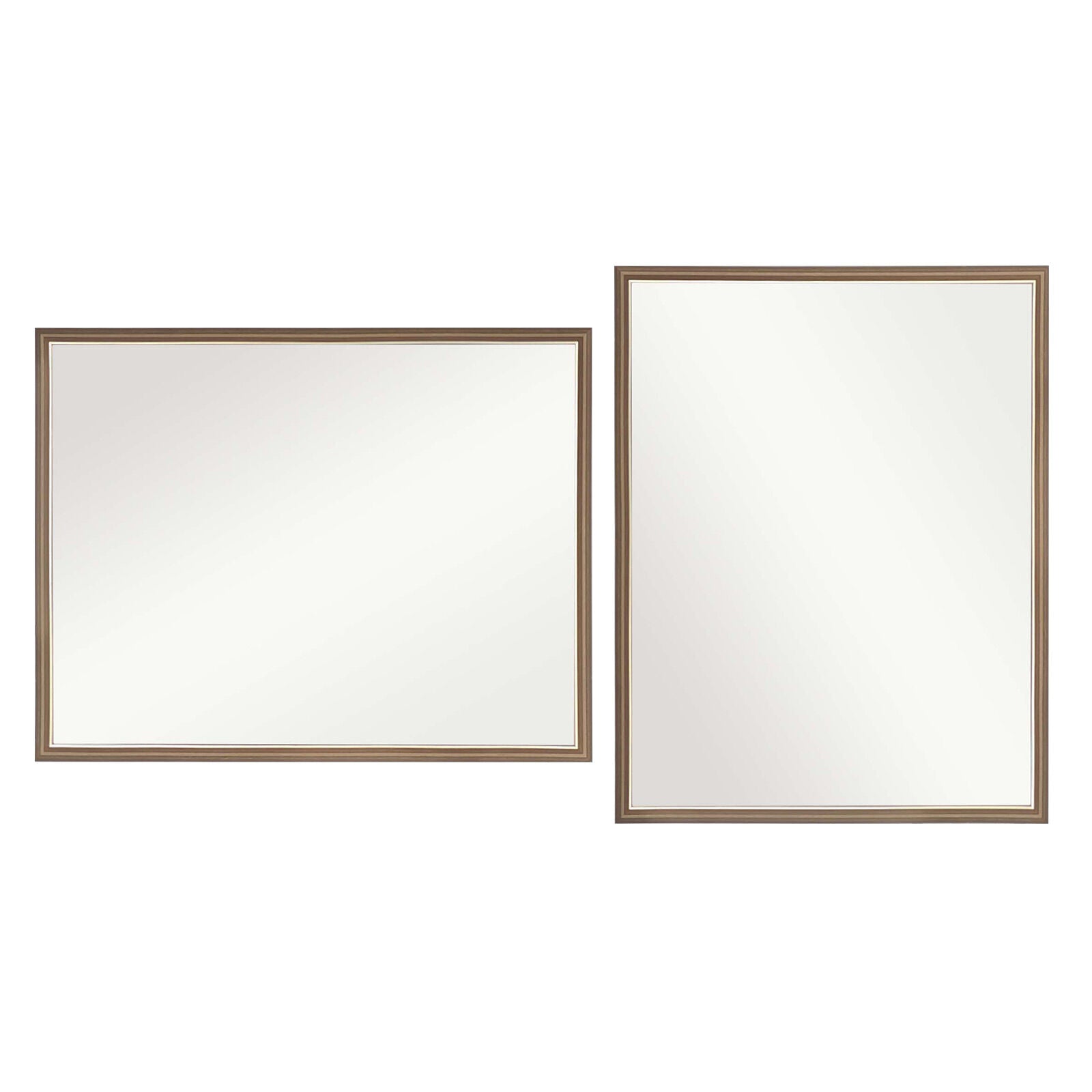 2 Set Wall Mirror | Rectangular Frame | Bathroom | 70x90cm | Antique Brown