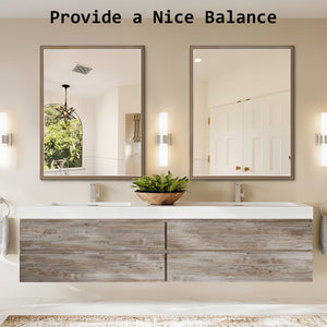 2 Set Wall Mirror | Rectangular Frame | Bathroom | 70x90cm | Antique Brown