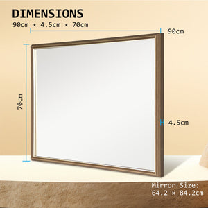 2 Set Wall Mirror | Rectangular Frame | Bathroom | 70x90cm | Antique Brown