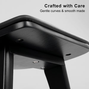 2X Wooden Bar Stool | Padded PU Leather Dining Chair | Kanso | 65cm | Black