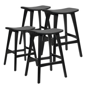 4X Wooden Bar Stool | Padded PU Leather Dining Chair | Kanso | 65cm | Black