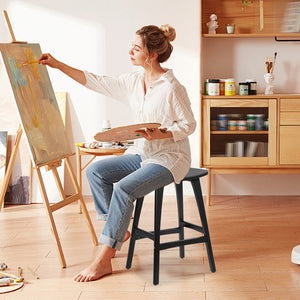 4X Wooden Bar Stool | Padded PU Leather Dining Chair | Kanso | 65cm | Black