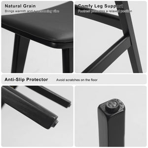 4X Wooden Bar Stool | Padded PU Leather Dining Chair | Kanso | 65cm | Black