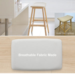 2X Wooden Bar Stool | Padded Fabric Dining Chair | Kanso | 65cm | Beige