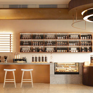 2X Wooden Bar Stool | Padded Fabric Dining Chair | Kanso | 65cm | Beige