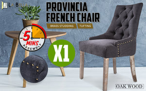 French Provincial Dining Chair | Oak Leg | AMOUR BLACK