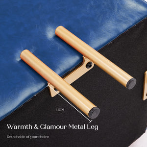 Storage Ottoman Foot Stool Cube Tuffet Seat | 45cm | PU Leather | Blue