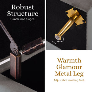 Storage Ottoman Stool Bench Seat | 110cm | Velvet | Grey