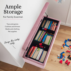 Storage Ottoman Stool Bench Seat | 110cm | Velvet | Pink