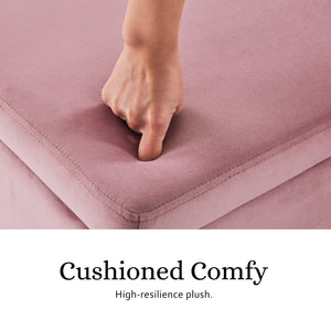 Storage Ottoman Stool Bench Seat | 110cm | Velvet | Pink