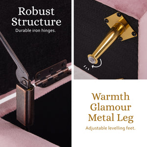 Storage Ottoman Stool Bench Seat | 110cm | Velvet | Pink