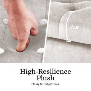 Storage Ottoman Stool | Arm Bench Seat | Velvet | 132cm | Beige