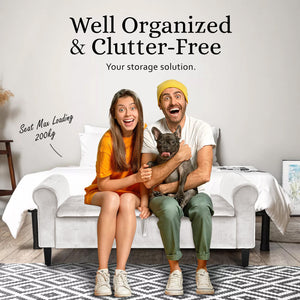 Storage Ottoman Stool | Arm Bench Seat | Velvet | 132cm | Beige