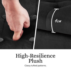 Storage Ottoman Stool Arm Bench Seat | 132cm | Velvet | Black