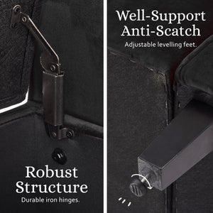 Storage Ottoman Stool Arm Bench Seat | 132cm | Velvet | Black