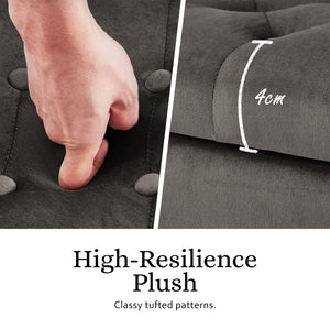 Storage Ottoman Stool Arm Bench Seat | 132cm | Velvet | Grey