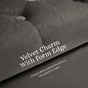 Storage Ottoman Stool Arm Bench Seat | 132cm | Velvet | Grey