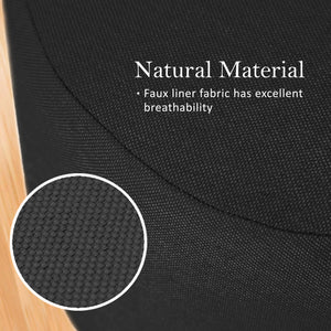 2X Fabric Ottoman Round Wooden Leg Foot Stool | BLACK