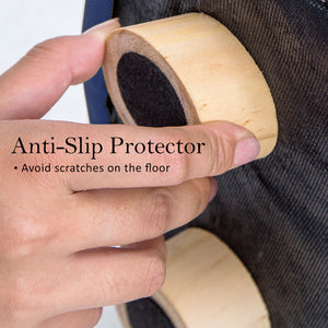 Fabric Ottoman Round Wooden Leg Foot Stool | DARK BLUE