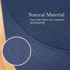 2X Fabric Ottoman Round Wooden Leg Foot Stool | DARK BLUE