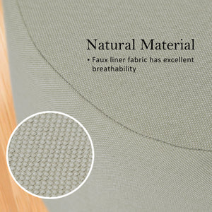 Fabric Ottoman Round Wooden Leg Foot Stool | GREY