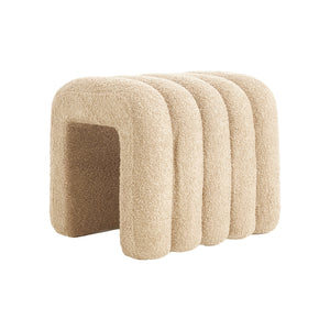 Ridge Arch Ottoman Stool | Teddy Fleece Fabric Foot Rest | 45cm | Beige