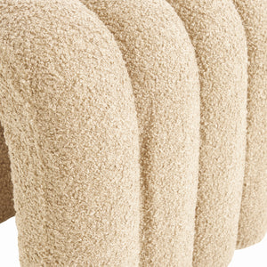 Ridge Arch Ottoman Stool | Teddy Fleece Fabric Foot Rest | 45cm | Beige