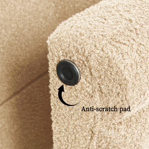 Ridge Arch Ottoman Stool | Teddy Fleece Fabric Foot Rest | 45cm | Beige