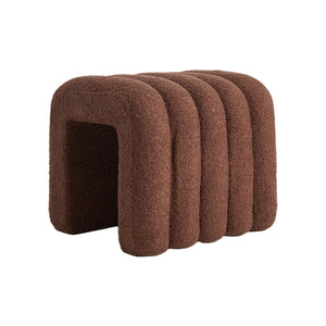 Ridge Arch Ottoman Stool | Teddy Fleece Fabric Foot Rest | 45cm | Brown
