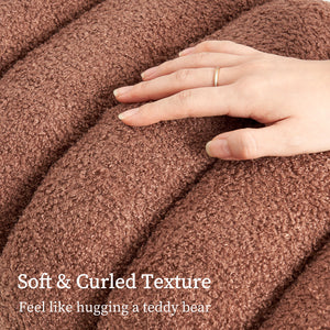 Ridge Arch Ottoman Stool | Teddy Fleece Fabric Foot Rest | 45cm | Brown