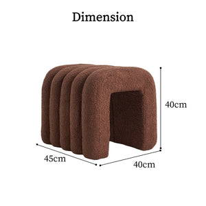 Ridge Arch Ottoman Stool | Teddy Fleece Fabric Foot Rest | 45cm | Brown