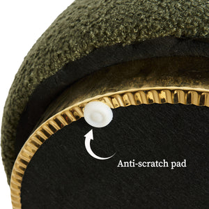 2X Round Stacked Ottoman Stool | Teddy Fleece Fabric Foot Rest | 38cm | Green