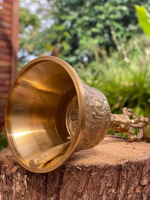 Brass Bell | 6 Inch | Buddhist Nepal Tibetan Prayer Bell | Meditation Stress Relief | Sound Therapy