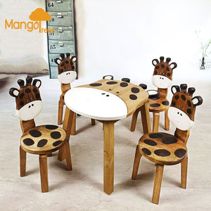 Hand-Carved Children's Table | Wooden Giraffe Theme