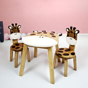Hand-Carved Children's Table | Wooden Giraffe Theme