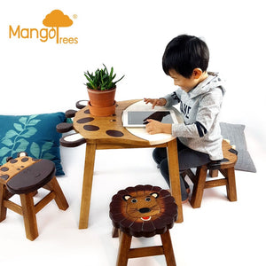 Hand-Carved Children's Table | Wooden Giraffe Theme