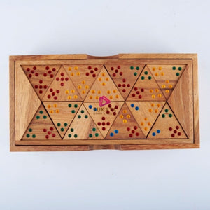 Wooden Domino Game Set | Triangle-Shaped Handmade Dominoes in Gift Box