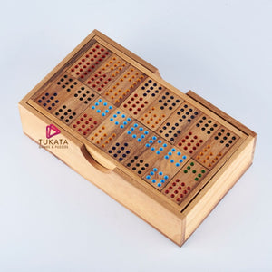 Wooden Domino Game Set | Handmade Dominoes in Gift Box